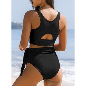 Dokotoo Womens Black Bikini With Wrap Waist Tie - Size Medium